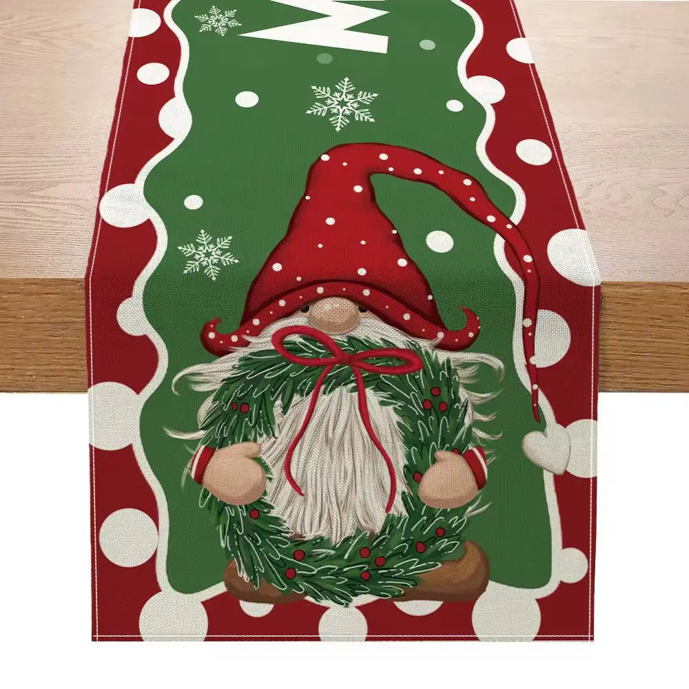 Santa Claus Table Runner Living Room and Bedroom Backdrop Decoration Fabric, Christmas Home Soft Decoration