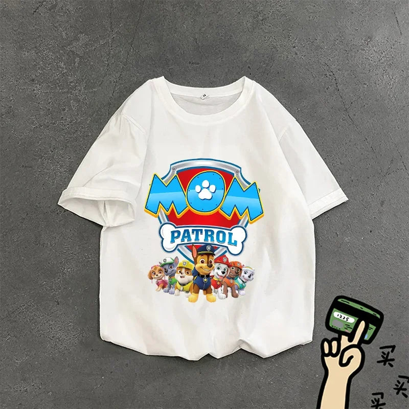 Paw Patrol Summer Tops Cotton T-shirt White Shirt Print Women Cartoons Fashion Black Clothes Man Adult Tee Short Sleeve Clothing