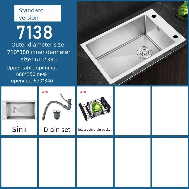 Kitchen Sink Stainless Steel Transversal Side Loading Side Holes Cafeteria Dish and Wash Vegetable Basin Large Size Single Slot