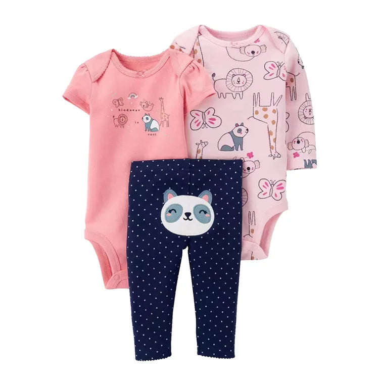 3Pcs Baby Clothes Set Cartoon Bodysuits Pp Pant Fashion Newborn Cotton Jumpsuit Pants Kids Toddler Rompers Clothing 6-24M