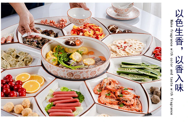 Vintage Ceramic Plate Set Microwaveable Dining Bowls Home Dinnerware Plates Set Dishes Full Tableware Pratos De Jantar Dishes