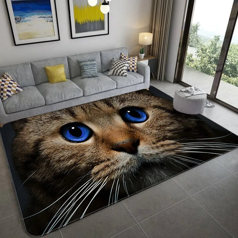 3D Vision Cat Carpet Dog Mat Boys' and Children's Room Decorative Carpet Sofa Area Coffee Tables Non-slip Soft Mat Bedroom
