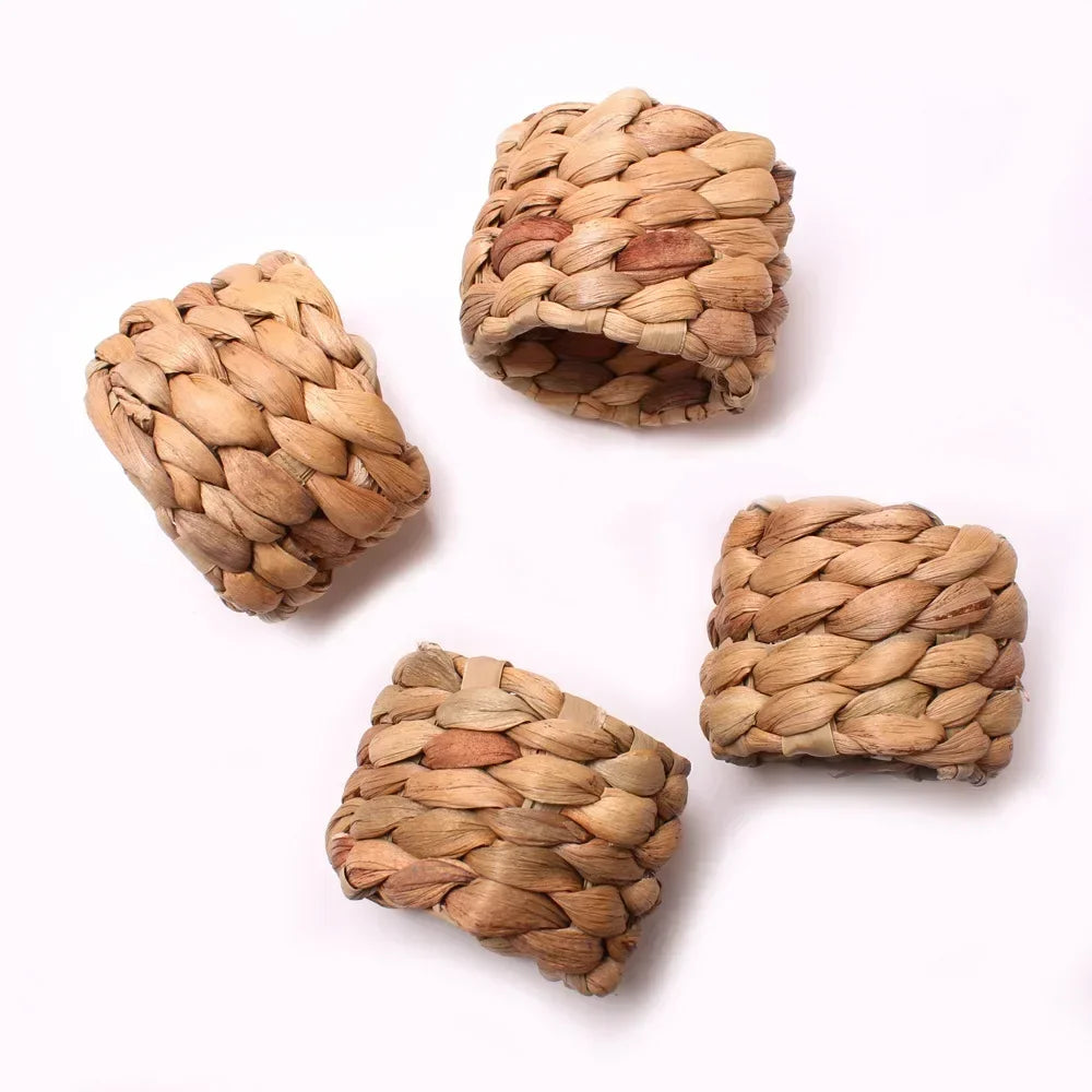 1/6/12PCS Round Napkin Rings Hand-Woven Watercress Napkin Rings Easter Thanksgiving Christmas Table Decorations