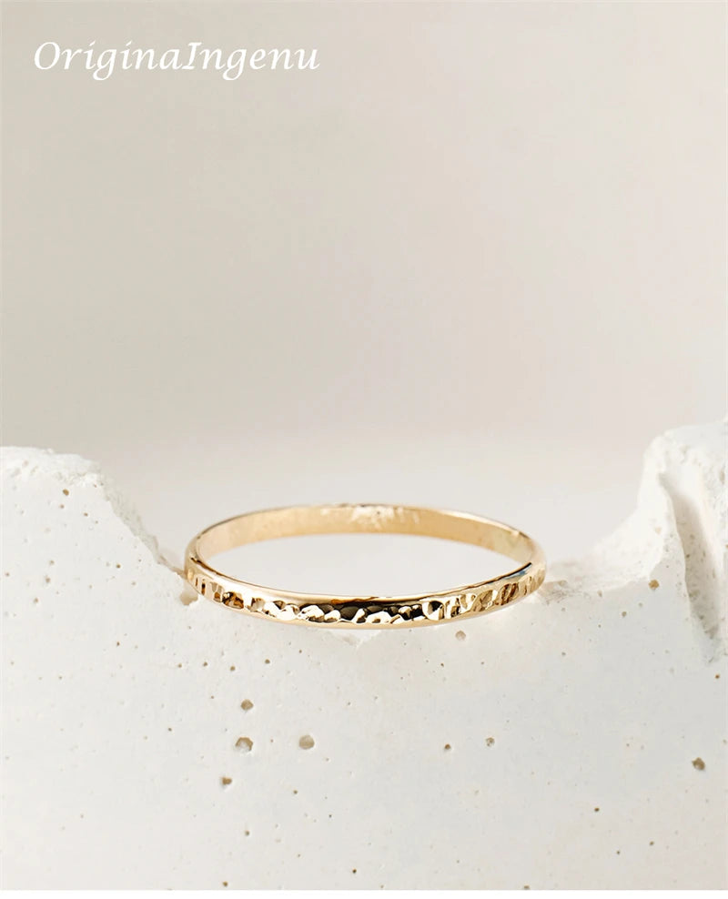 14K Gold Filled Hand Hammered Ring Handmade Band Ring Minimalism Jewelry Ring Dainty Boho waterproof Ring Tarnish Resistant Ring
