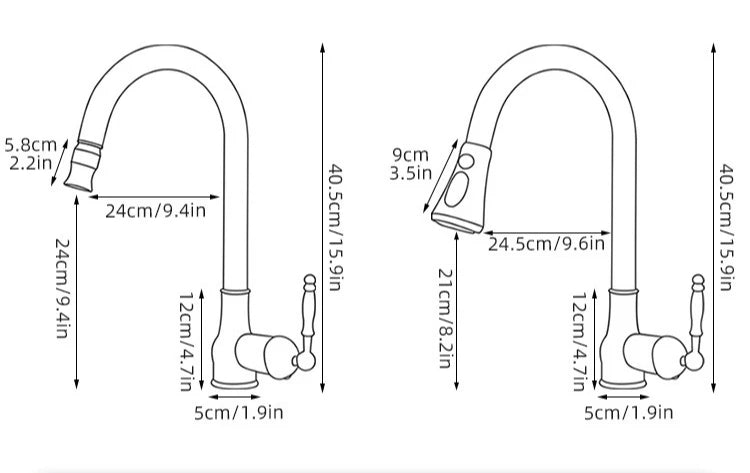 Antique Brass Kitchen Faucet Pull Out Spout Kitchen Faucets Black Single Hole Swivel Hot Cold Water Kitchen Mixers Taps