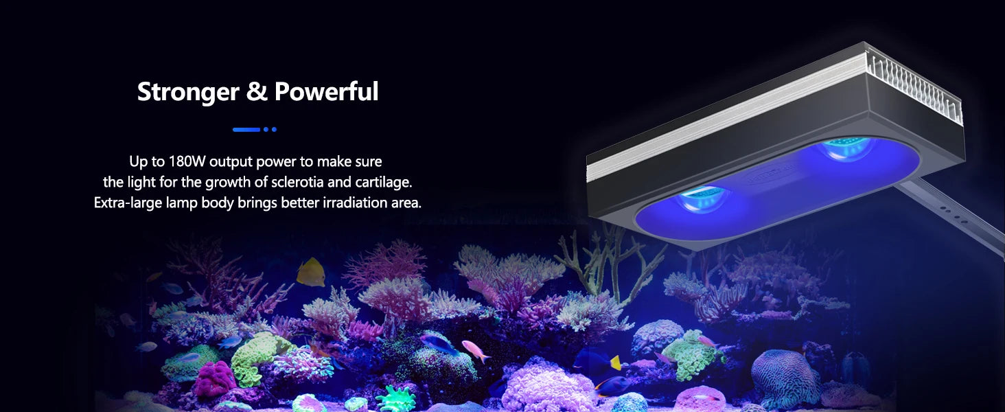 PopBloom RL180 WiFi Led Aquarium Reef Light 180W, Professional Full Spectrum Aquarium Lamp for Reef Coral SPS/LPS Aquarium Tank