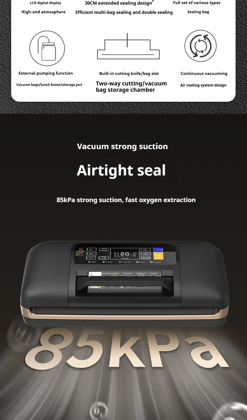 sv639Vacuum Packaging Machine Fully Automatic Double Sealing Large Suction Sealing Machine Long-lasting Freshness Preservation