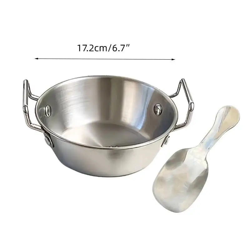 Stainless Steel Household Cuisine Bowl With Handle Rice Wine Bowls Sauce Dish Food Serving Kitchen Tableware