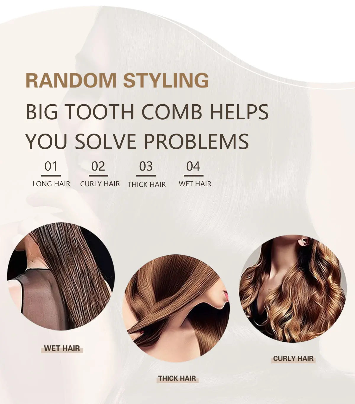 BARBERTOP Peigne rond cheveux bouclés