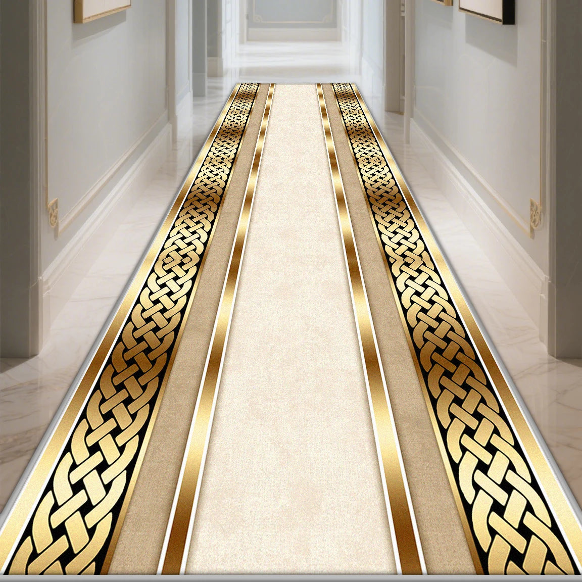 Modern Long Corridor Carpet Non-slip Hallway Luxury Gold Washable Rug Runner Entryway Decoration Home Stairway Mat Anti Slip