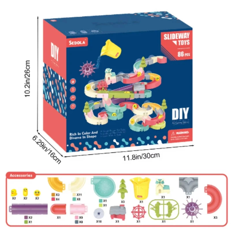 Baby Bath Toys DIY Assembling Track Bathroom Bathtub Kids Slide Paradise Play Water Toy Set Duck Slide Toy For Children Toddler