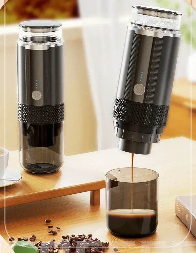Portable electric coffee machine is suitable for ground coffee and KCUP capsules, but it does not have a heating function