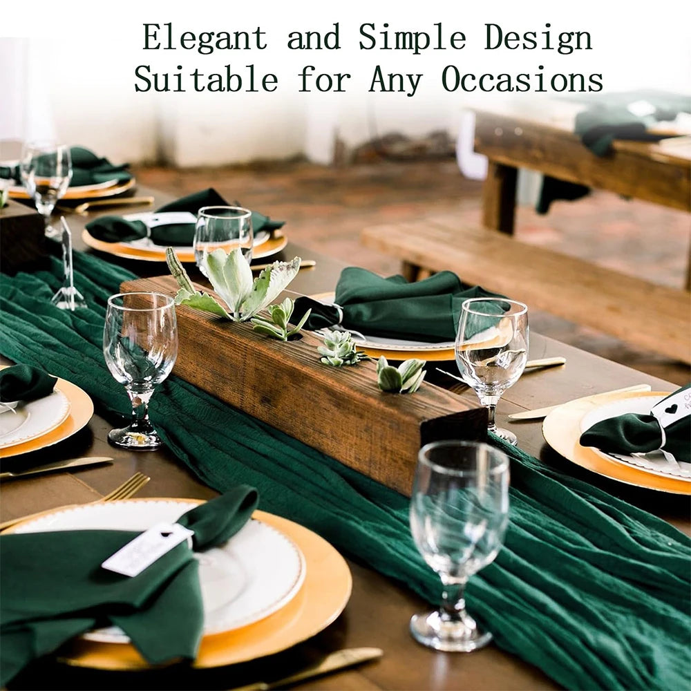 Christmas Green Red Burgundy Cheesecloth Table Runner Boho Rustic Gauze Terracotta Table Runner for Wedding Party Birthday Decor