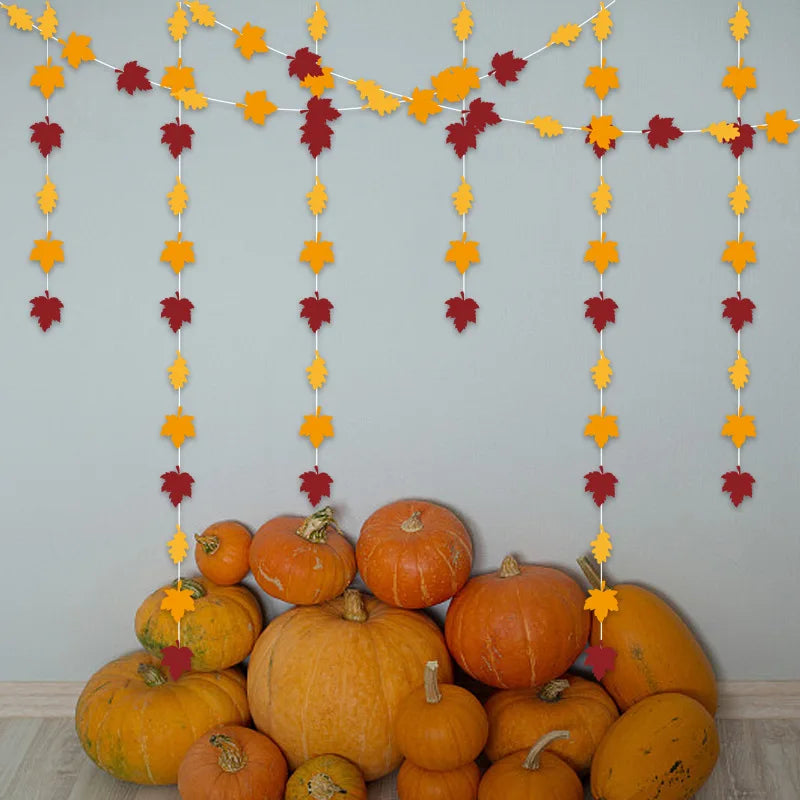 ديكور احتفالي خريفي على شكل قرع وأوراق القيقب وخلفية لعيد الشكر وحصاد ديكور جداري لمشهد الحفلة ديكور للمنزل