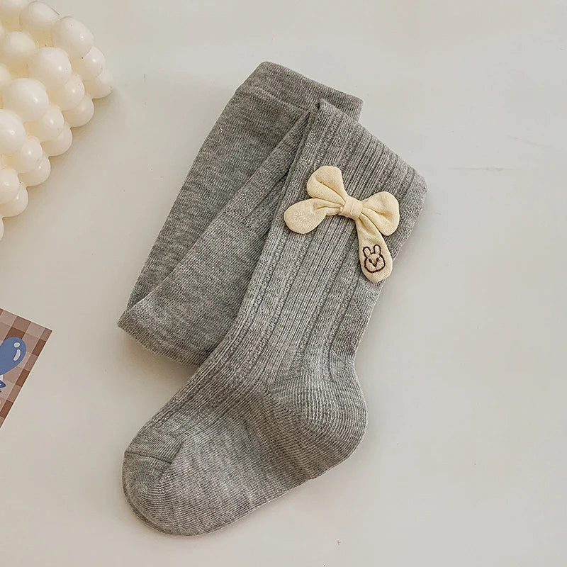 Baby Tights Leggings for Spring Autumn High waist Combed Cotton Bow Infant Girls Pantyhose