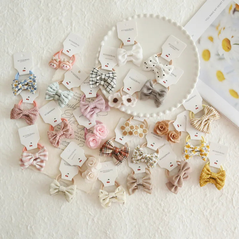 Elastic Hair Bow for Children, Children's Headwear, Hair Accessories for Girls, Cute Hair ties, Lovely Hair Rope, 10Pcs per Lot