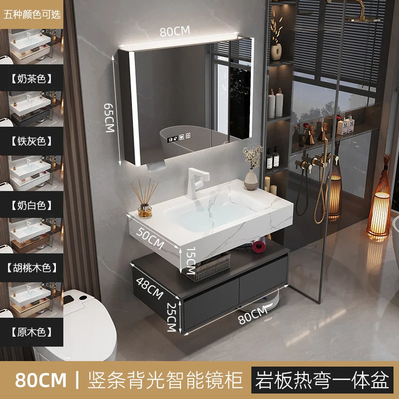 Armoire de salle de bain légère en bois massif, toilettes de rangement Vintage, vanité de salle de bain, miroirs de maquillage, meubles Para Banheiro