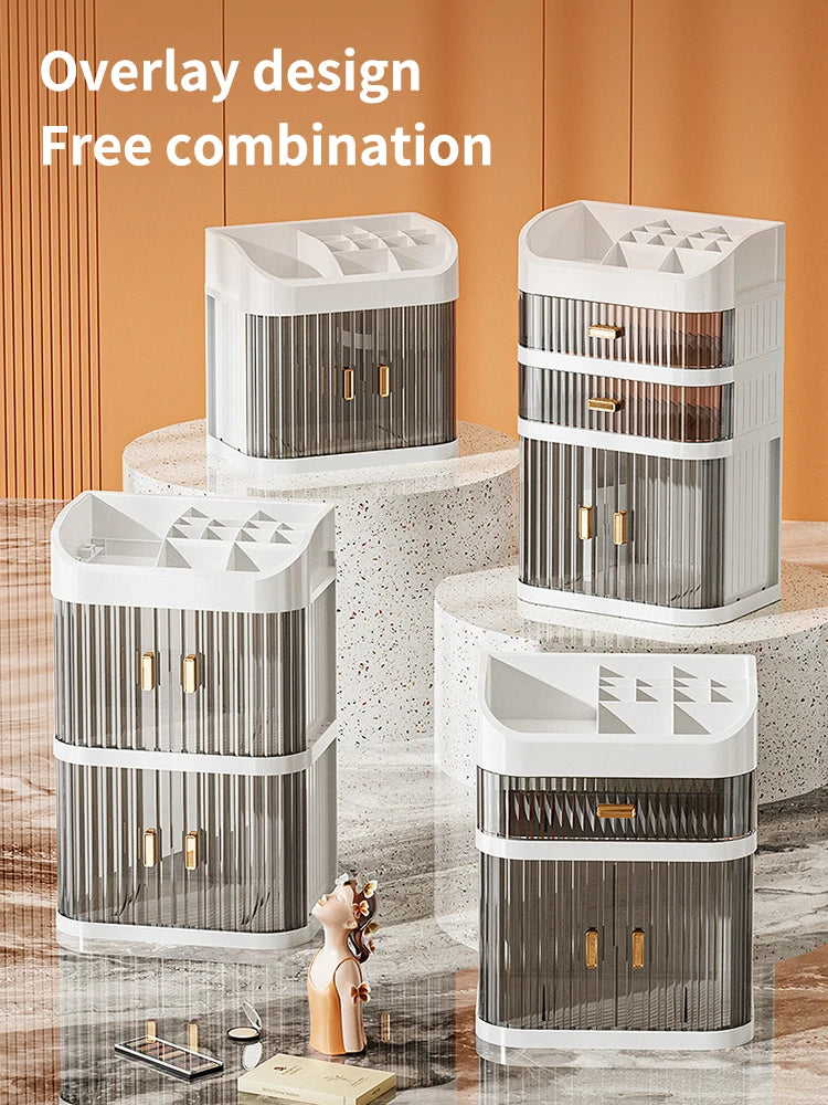 Caja de almacenamiento de cosméticos de gran capacidad, cajón organizador de maquillaje, joyería, esmalte de uñas, contenedor de