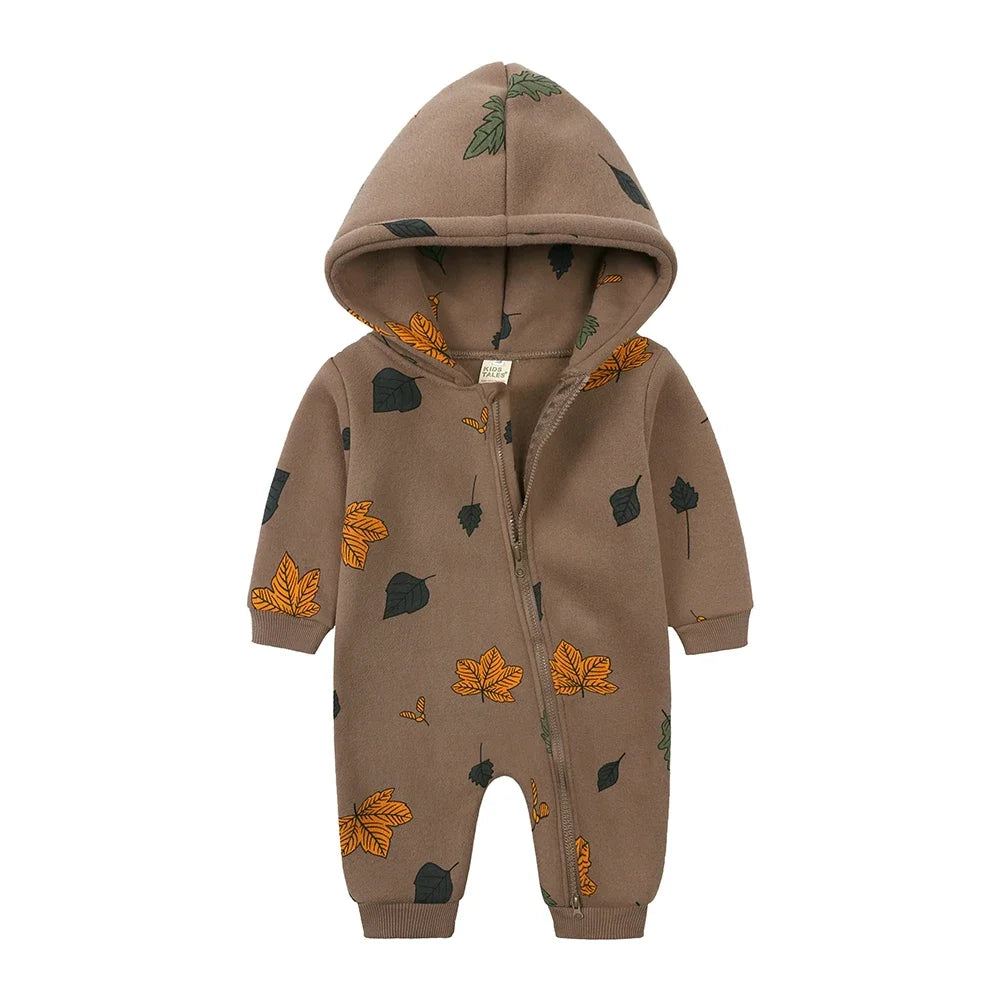 2025 Newborn Baby Romper Warm Clothes Winter Thicken Fleece Hooded Bear Onesie Toddler Boy Girl Jumpsuits Infant Pajamas