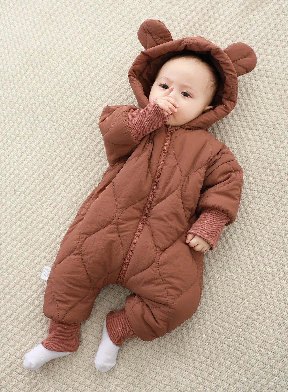 Baby Jumpsuit winter New plush and thick cotton clothing for Newborns crawling Clothes for infants and young baby outdoor clothe