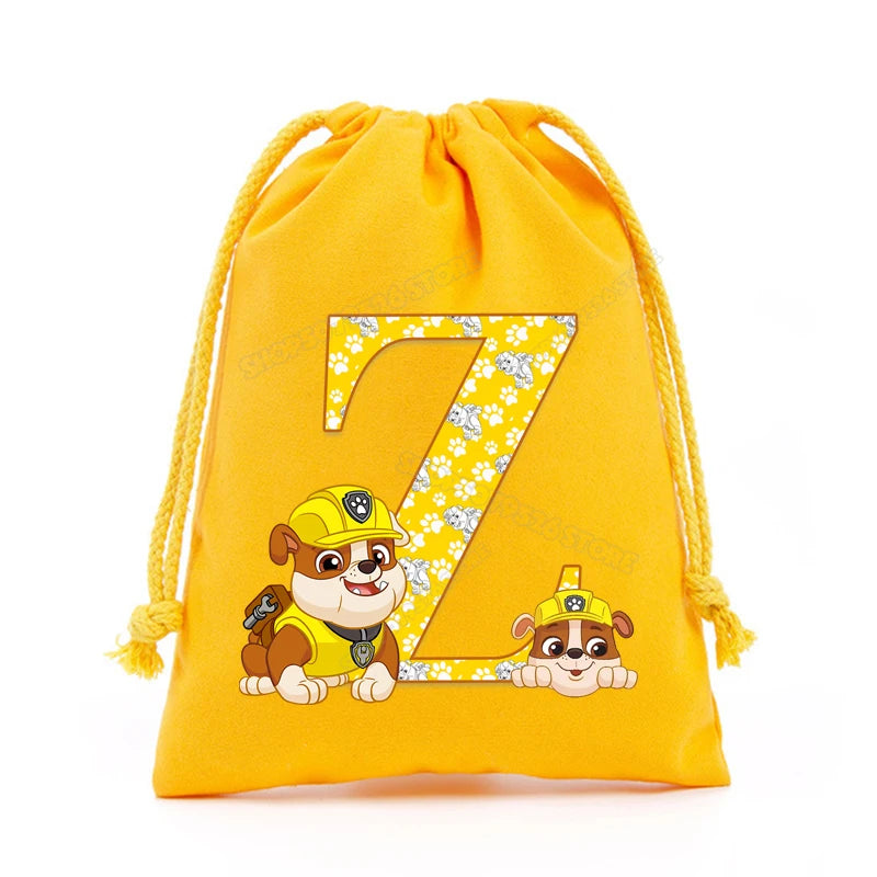 Paw Patrols Drawstring Storage Bag Rubble A-Z Letter Candy Gift Package Cartoon Key Pouch  Earphone Data Cable Dustproof Sacks
