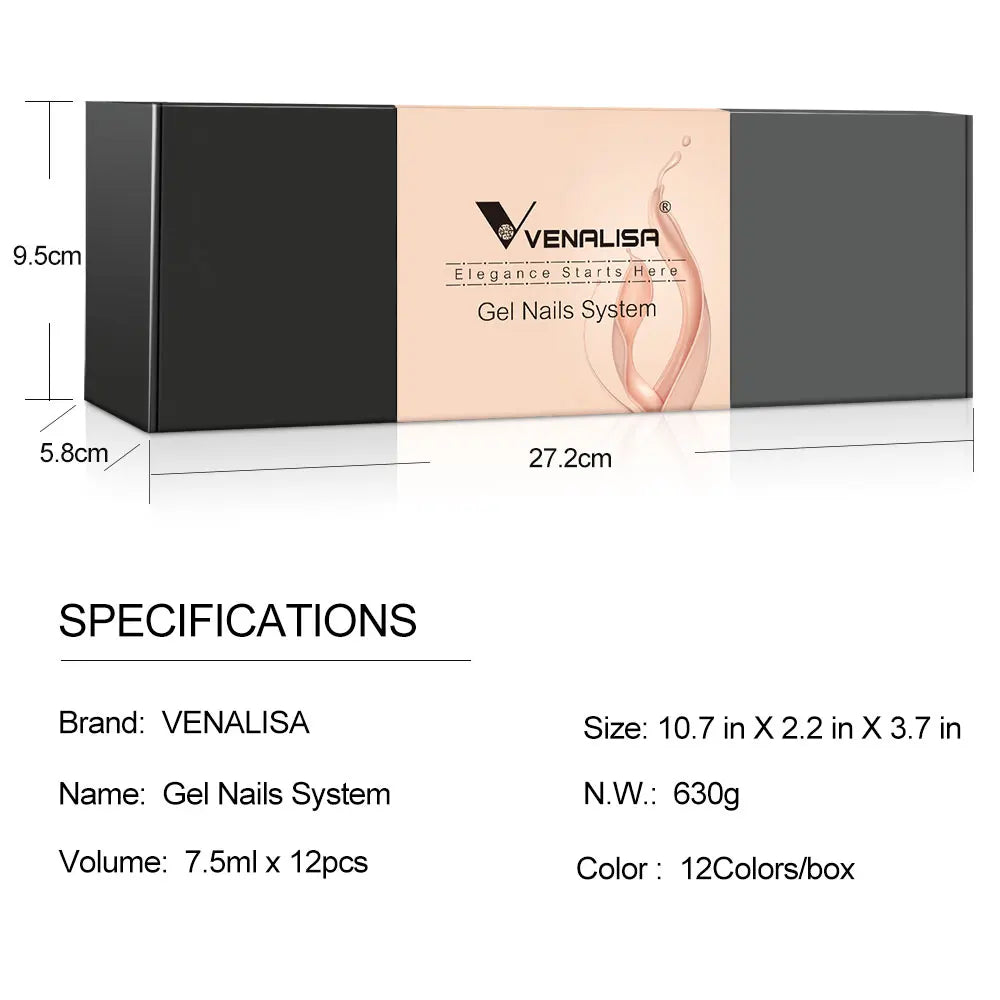 12pcs/kit Venalisa Vernis à ongles gel pigmentée Terre brune