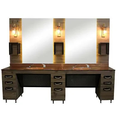 Table de travail de coiffeur avec évier | Station de coupe de cheveux | Établi de salon de coiffure