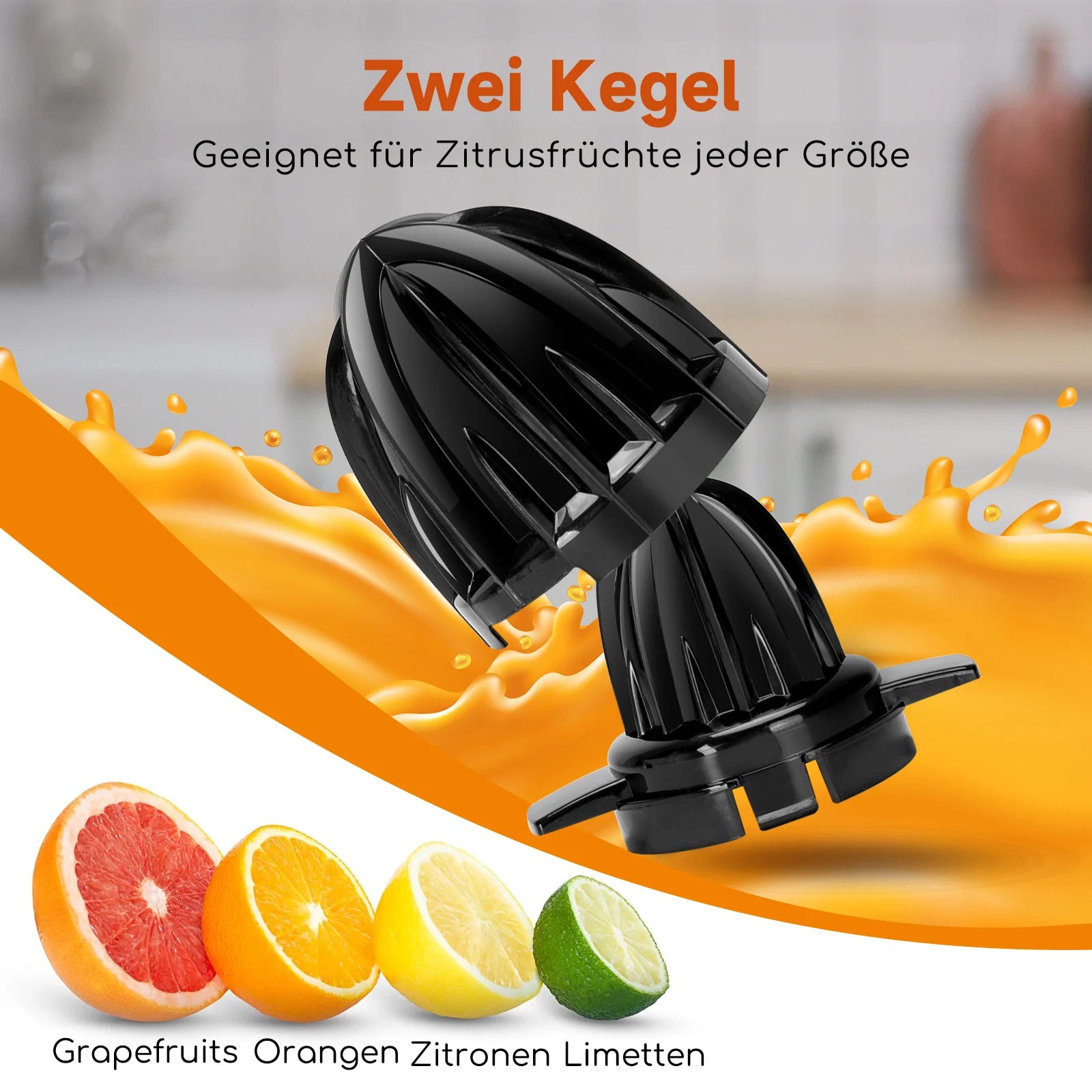 Aigostar Electric Citrus Juicer, 1.2L Large Capacity Juicer with LED Work Light and 2 Removable Cones, Lemon Squeezer for Orange