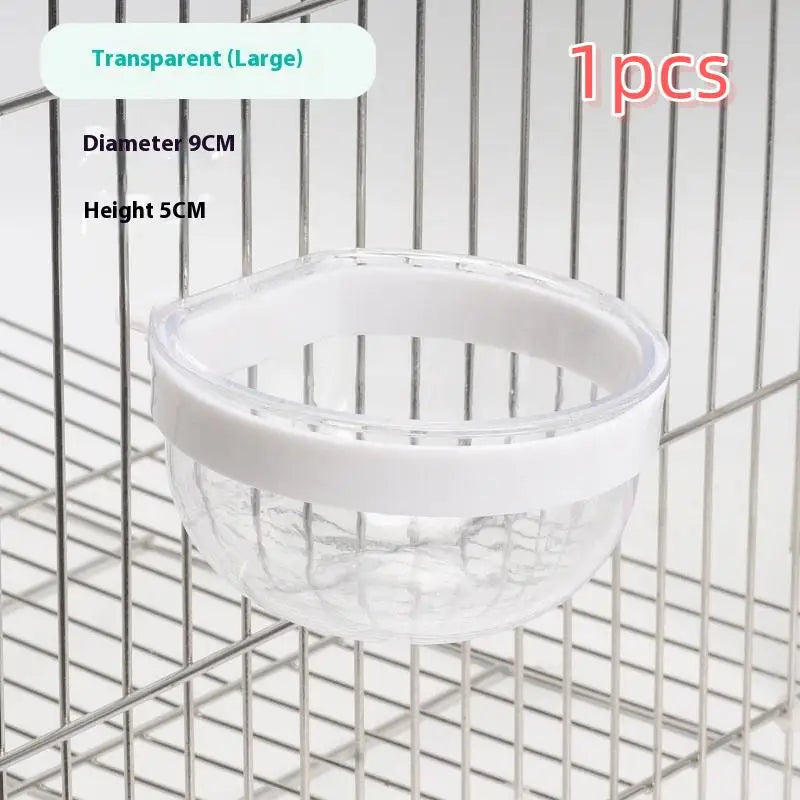 وعاء تغذية الطيور وعاء شفاف قابل للفصل وكوب طعام بلاستيكي للقفص ومغذي بذور معلق مريح للببغاوات