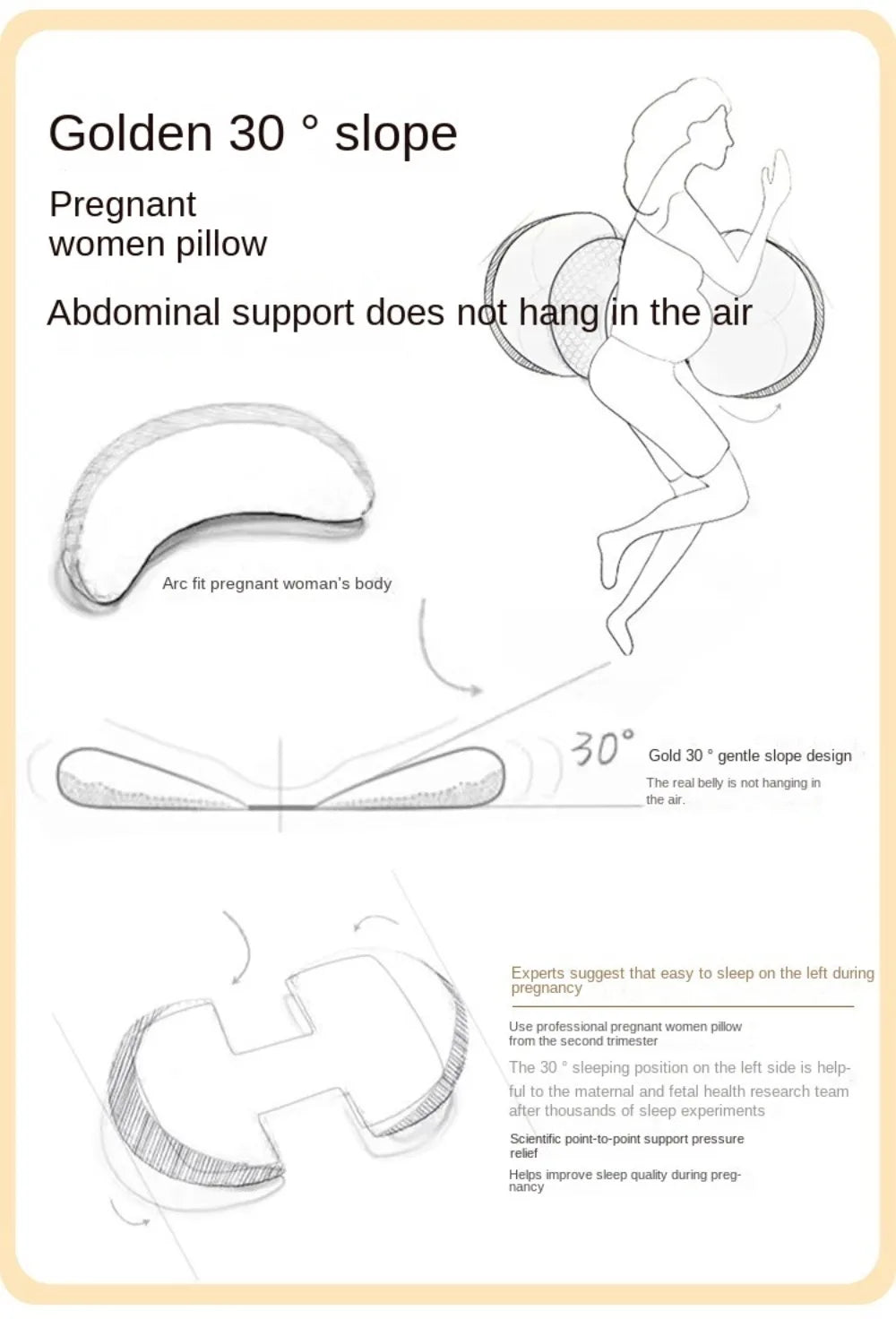 Pregnant Women's Waist Pillow U Shaped Comfort Maternity Pillow Soft Abdominal Support Pregnancy Cushion Sleeping Cushion