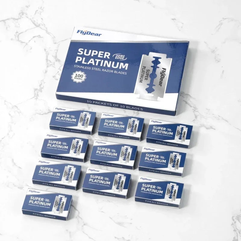 Outil de barbier professionnel Sécurité à double bord lames de rasoir rétro classiques en acier inoxydable pour le rasage et l’épilation des hommes