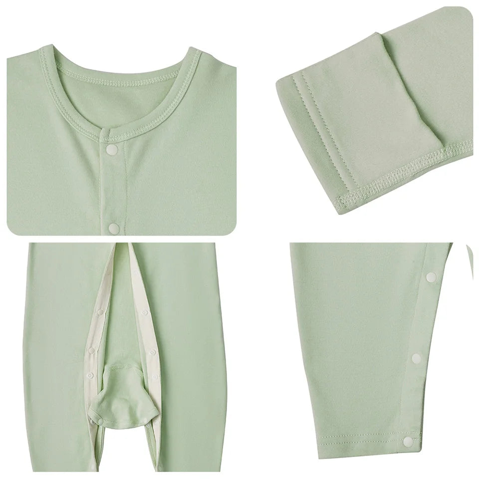 Baby Romper For 3-12Months Spring Thin 1.0Tog Jumpsuit Baby One-Piece Pajamas Soft Split-Leg Sleepwear Easy To Change Diaper