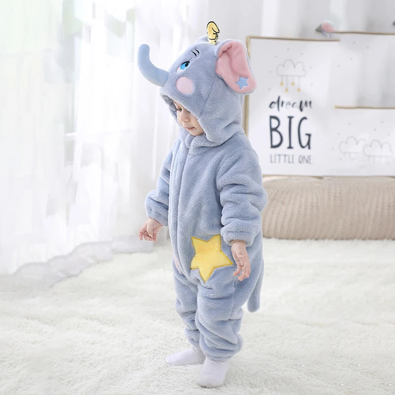 Miniso Lovely Elephant Newborn Baby Rompers Toddler Boy Girls Cosplay Animal Cute Warm Cosplay Costume Outfit