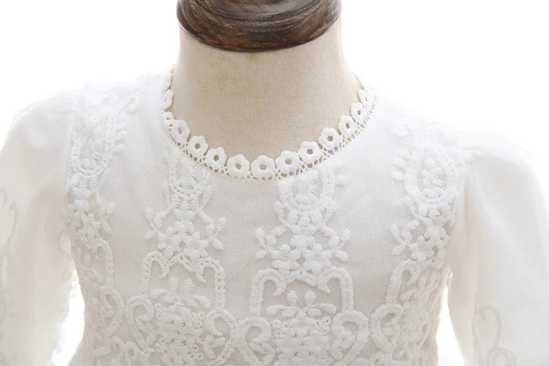 0-2 Years Children Lengthen Lace Christening Dress Baby Girls Infant Toddler Wedding Dress Little Girls White  Baptism Dress