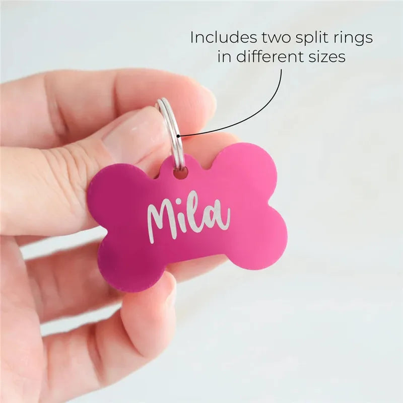 Personalized Pet ID Tag for Dogs & Cats - Deep Engraved Aluminum Collar Nameplate with Free Engraving |  Address, Number