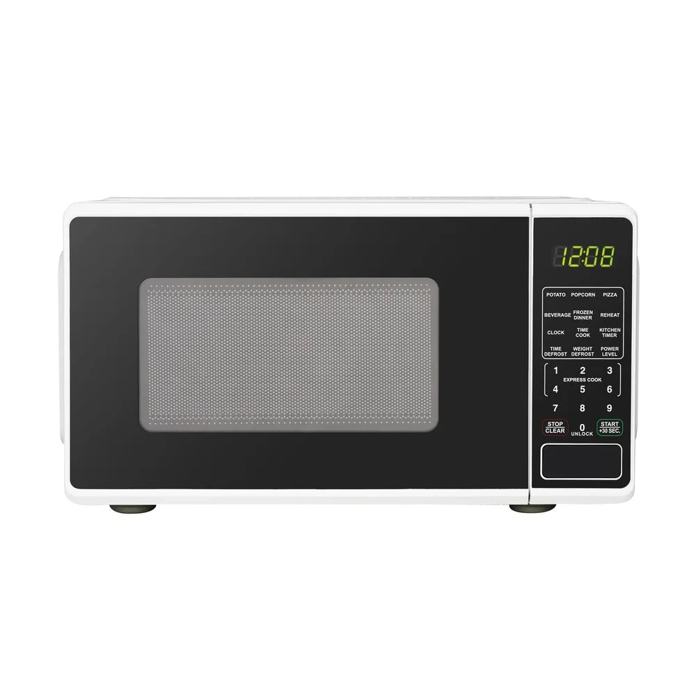 Compact Countertop Microwave Oven 700W Digital Display Kitchen Timer Child Safety Lockout Quick Set Defrost 10 Power Levels