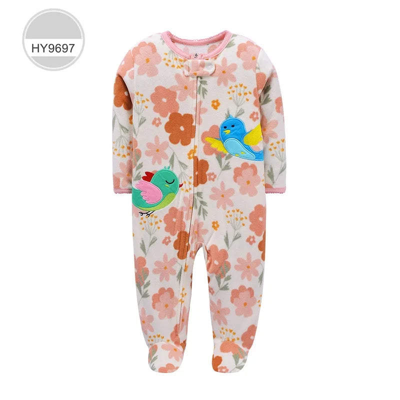 Newborn Baby Boy Girl Overalls Spring Autumn Polar Fleece Infant Baby Boy Romper Cute Animal Toddler Girl Pajamas