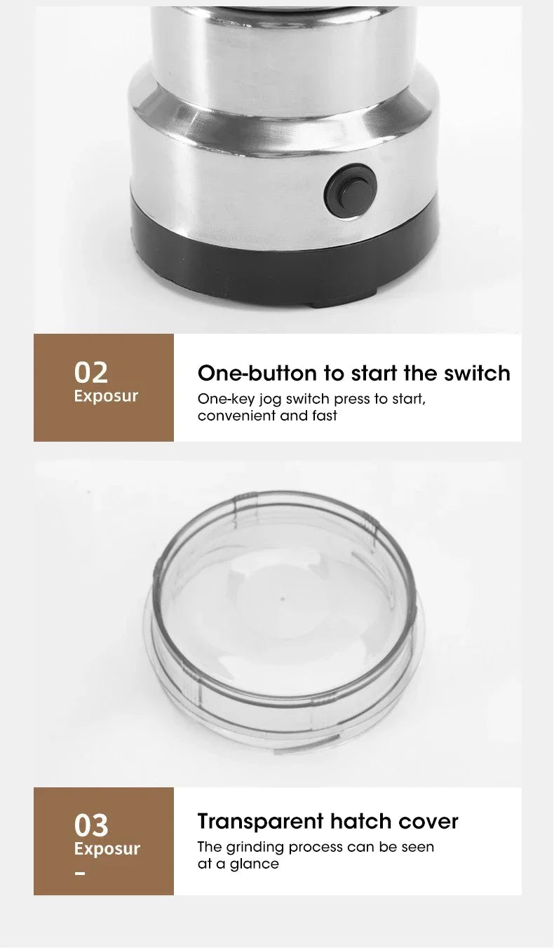 Mini Electric Grinder Household 300ml Ultrafine Baby Food Pulverizer Coffee Grinder Spice Pepper Grinder Grain Mill 4 Blades