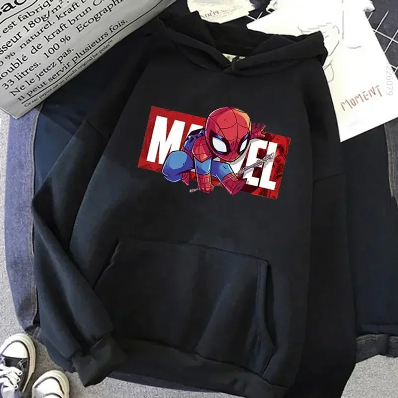Daily Marvel Printed Men Hoodies Cartoon Hipster Spiderman Creative Fashion Graphic Trendy Autumn Winter Male Sweatshirts