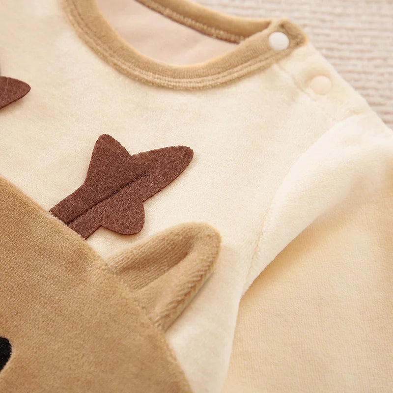 Autumn and winter newborn Christmas long sleeve cute moose onesie pure cotton for comfort and breathability