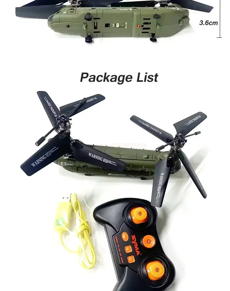 2024 2.4G Hz Syma Remote Control Helicopter S026h Military Transport Rc Armed Aircraft Chinook Model Children Toys Birthday Gift