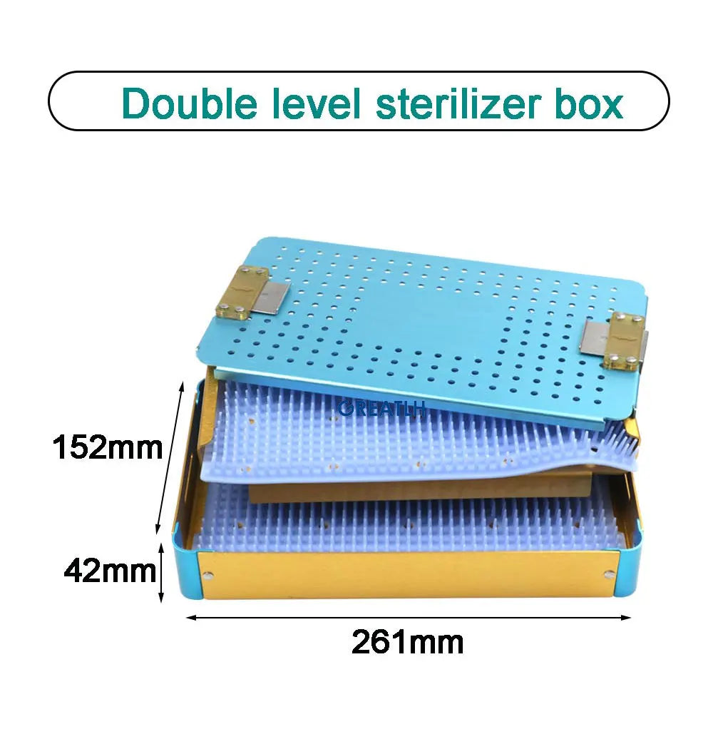 Disinfection Box Sterilization Tray Box Case with Silicone Pad Autoclavable Box