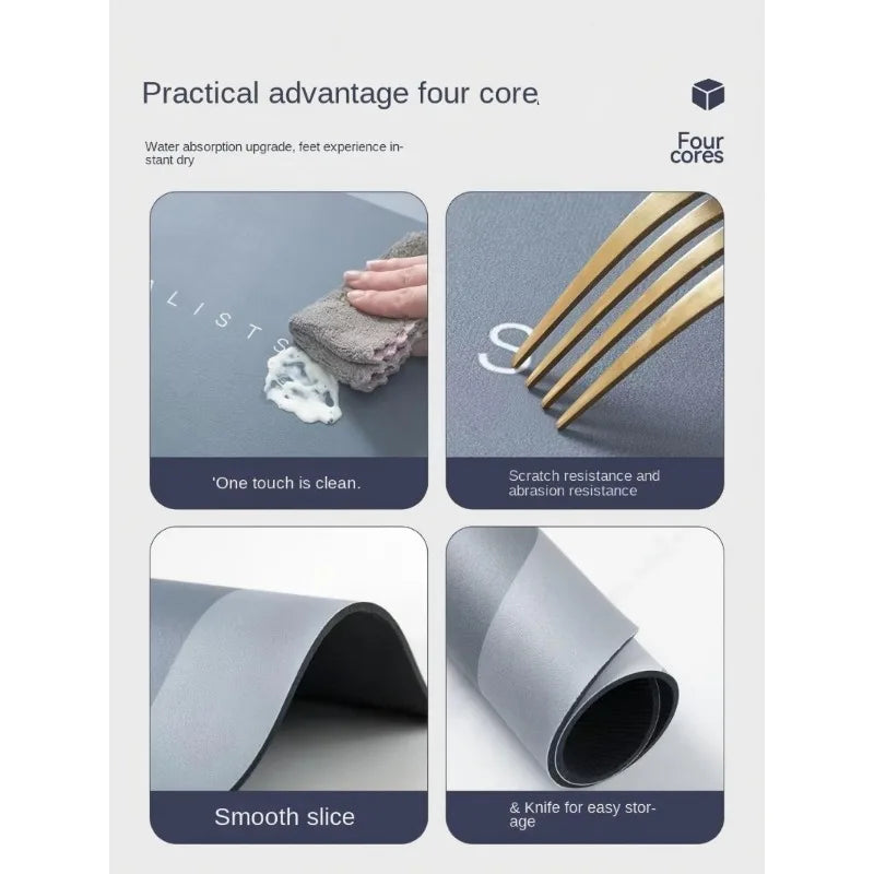 Retro Striped Bathroom Floor Mat Shower Door Non-slip Mat Household Toilet Soft Diatom Mud Absorbent Foot Mat