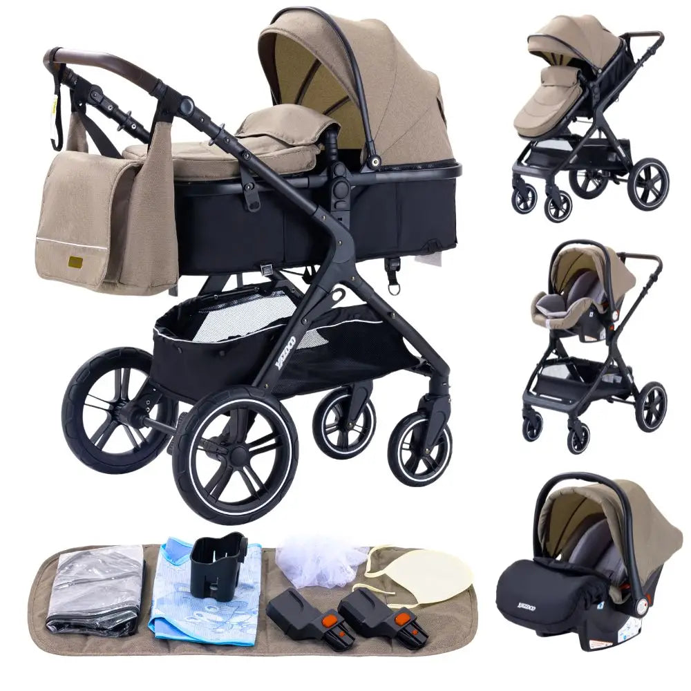Poussette bébé 3-en-1 compacte, siège auto pour bébé, système de voyage portable pour bébé, poussette légère, poussette bidirectionnelle