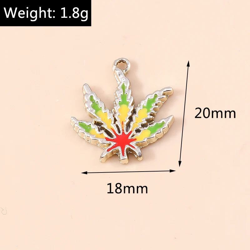 10pcs 18*20mm Enamel Fall Maple Leaf Charms Pot Leaf Thanksgiving Necklace Pendant Diy Jewelry Making Accessories
