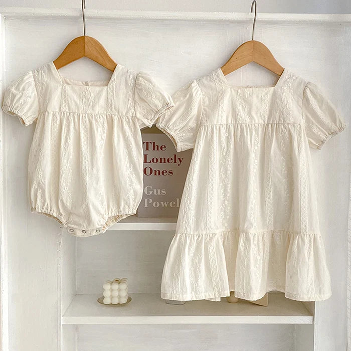 2025 Baby Girl Romper Summer 0-24M Children Clothes Korean Style Climbing Suit Short Sleeved Cotton Embroidery Newborn Romper