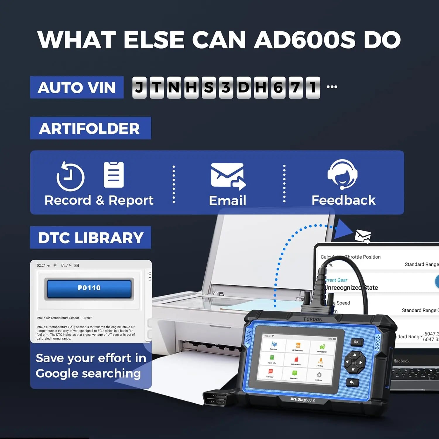 TOPDON ArtiDiag600S OBD2 Scanner Professional Car Diagnostic Tool ABS Airbag Oil EPB DPF TPMS BMS Reset Automotive Code Reader