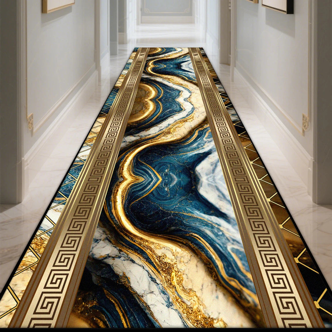 Modern Long Corridor Carpet Non-slip Hallway Luxury Gold Washable Rug Runner Entryway Decoration Home Stairway Mat Anti Slip