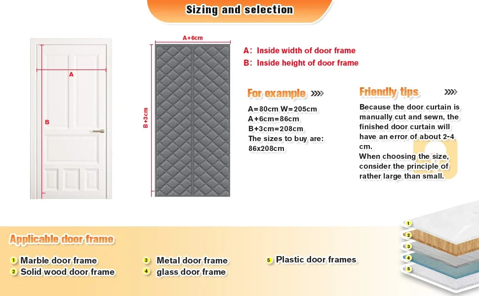 Thickened Household Winter Door Curtain,cold Proof Warm Cotton,magnetic Insulation and Insulation,household Windproof Curtain