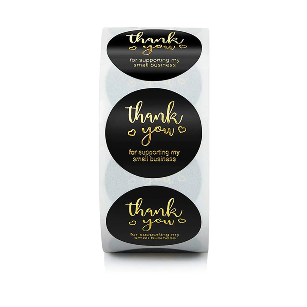 100-500pcs Thank You for Supporting My Small Business Stickers Thank You Stickers Labels Seals Kraft Pink Black Labels For Shop